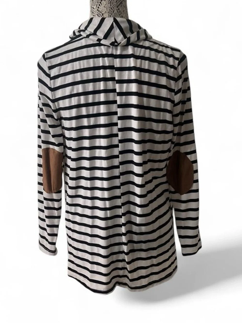 Tickled Teal Striped Open-Front Cardigan - White & Black